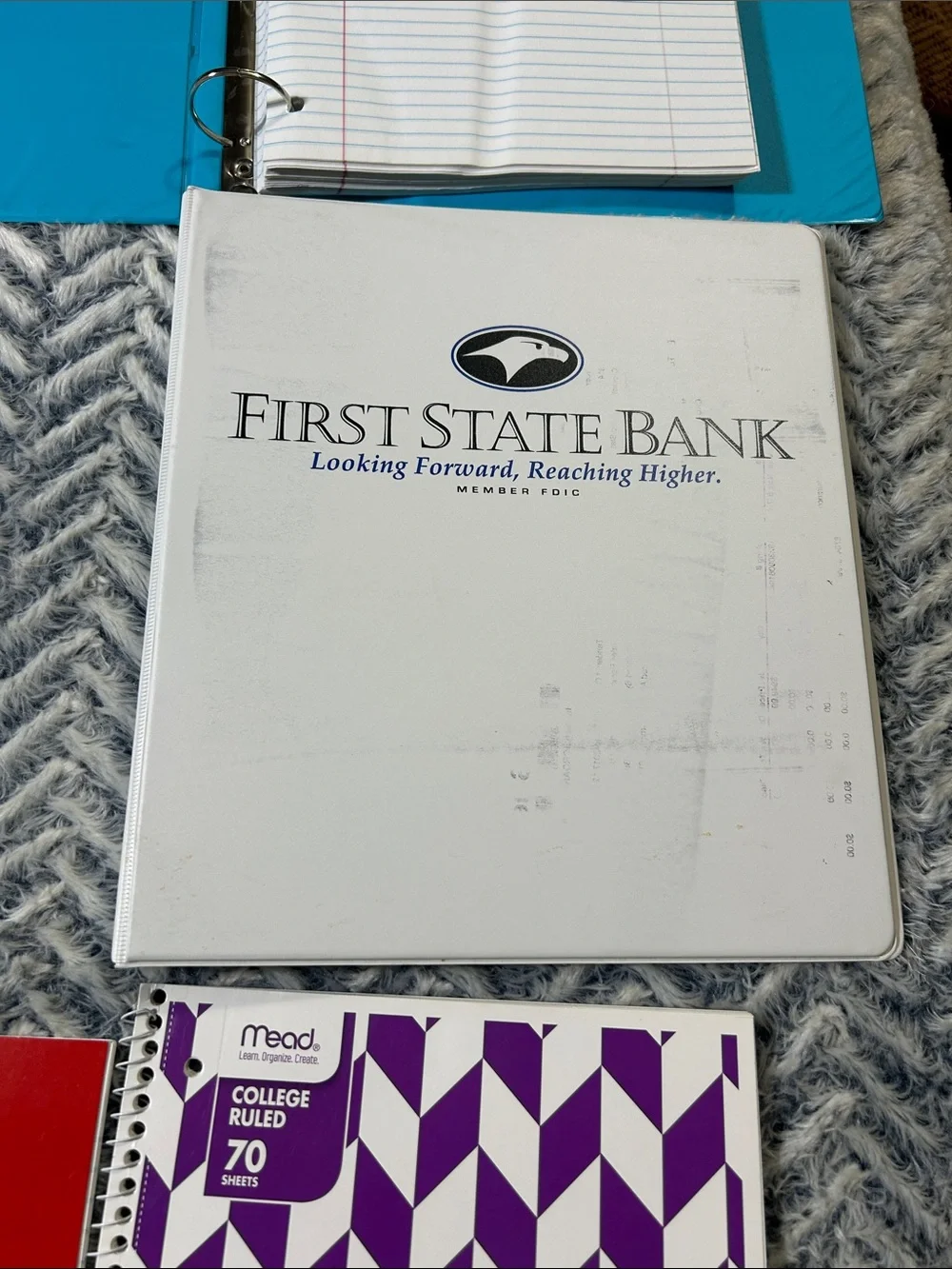 Assorted Color 1”- 2” 3 Ring Binders 100 Clear Sheet Protectors and Notebooks